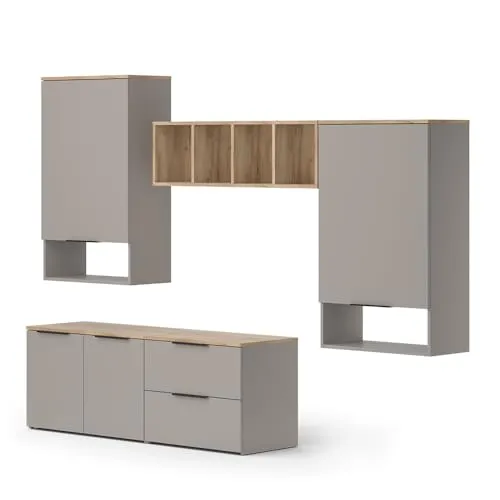 Vicco Wohnwand Wido in Greige, 5-teiliges Set von Vicco