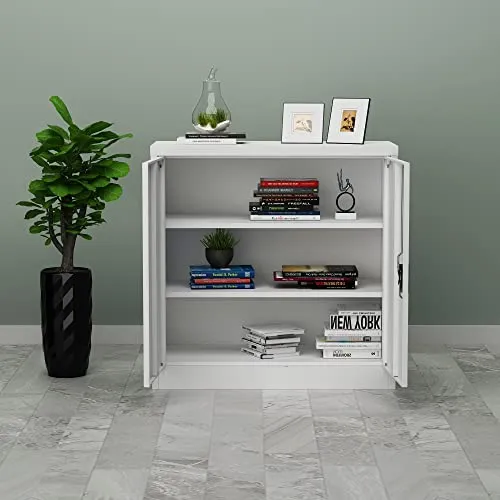 [en.casa] Aktenschrank Molise – Robuster Büroschrank mit 2 Türen - Schränke für das Heimbüro, abschließbar und mit 2 höhenverstellbaren Einlegeböden, ideal für Aktenordner und Werkstattmaterial, max. Traglast 40kg pro Boden.