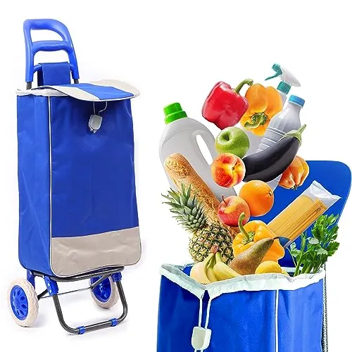40L Wasserabweisender Klappbarer Einkaufstrolley (Blau)