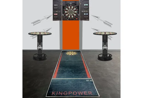 Carpetia Teppich Schwarze Dartmatte mit weiß grauen Abwurflinien, rechteckig, Höhe: 6 mm