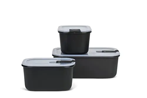 Mepal Easyclip Frischhaltedose Set 3-teilig, nordic black - Vorratsdosen-Set mit 2 x 450 ml und 1 x 1 Liter, luftdicht und auslaufsicher, ideal für Kühlschrank und Mikrowelle, verlängert die Frische Ihrer Lebensmittel.