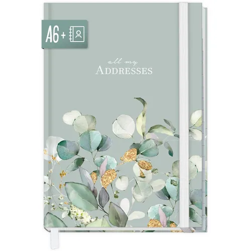 Adressbuch / A6+ / Minty Leaves / Häfft-Verlag von Paper & You by Häfft