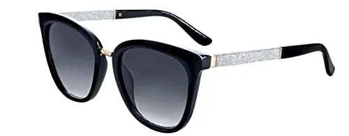 SQUAD Sonnenbrille Für Damen, Brille Frauen Montieren Schwarz silberner Glitzer 100% uv400-schutz