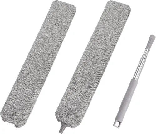 Staubwedel Duster Abwaschbare Mikrofaser Reinigungsbürste mit Edelstahl Teleskop Stange für Schlafsofa Möbelboden Haushaltslücke Staub