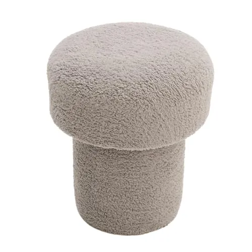 Dekorist Pilz Pouf Hocker, Dekorativ Sitzpouf, Sitzpuff, Fußhocker, Puff Hocker für Wohnzimmer, Outdoor Sitzhocker, Schlafzimmer, 40x40x42h cm, Grau