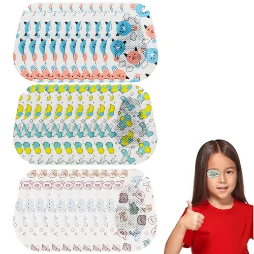 Stück Klebe Augenpflaste, Cartoon-Augenklappen für Kinder, Augenpflaster Kinder Cartoon Selbstklebende, Vlies-Augenklappe für Mädchen Jungen Erwachsene Amblyopie 30