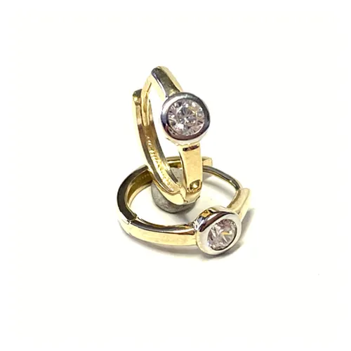 Creolen Gold 333/- Gelbgold mit Zirkonia - Elegante bicolor Creolen aus 333er Gelbgold, verziert mit funkelndem Zirkonia. Ideal für jeden Anlass und ein echter Hingucker.