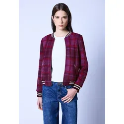 Blouson STREET ONE STUDIO, Damen, Gr. 34, royal plum, Stoff, Obermaterial: 100% Polyester; Futter: 100% Polyester, Jacquardmuster, normal normal, Rundhals, elastischer Bund, Jacken Blouson, mit College-Style Details