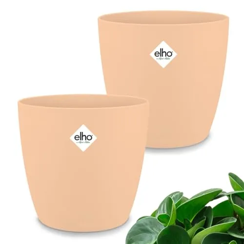 Gardebruk® 2X Blumentopf Brussels 14x13cm rund Pflanzentopf Übertopf Pflanzkasten Pflanzgefäß Kunststoff Blumenkasten Blumenkübel Pfirsich