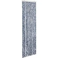 vidaXL Insektenschutz-Vorhang Blau und Weiß 56x200 cm - Fliegengitter aus weicher Chenille, schützt vor Insekten und sorgt für Privatsphäre. Leicht zu reinigen, wasserdicht und abnehmbar - ideal für Türen in Haus oder Wohnmobil.