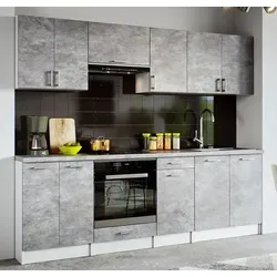 roe furniture Küchenzeile Grau-Weiß, 240 cm