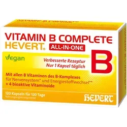 Vitamin B Complete Hevert All-in-One Kapseln - Arzneimittel zur Unterstützung des Nervensystems, enthält alle B-Vitamine in einer Kapsel für optimale Gesundheit und Vitalität.