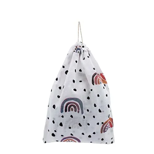 hutch&putch 2X Pucktuch Bio Baumwolle 60x60cm im Beutel - Spucktuch Baby - Mulltuch 100% Baumwolle - Musselin Wickeltuch - Kuscheltuch saugstark, extra weich mit Regenbogen-Motiv