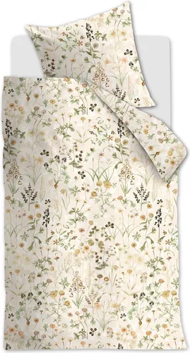 Beddinghouse Bettwäsche OLIVIA Satin 155x220 cm - Hochwertige Bettwäsche aus 100% Baumwolle, feuchtigkeitsregulierend und atmungsaktiv. Genießen Sie stilvollen Schlaf mit einem modernen, botanischen Design und einem Reißverschluss für einfachen Bezug.