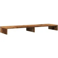 vidaXL Monitorständer Altholz-Optik 100x27x10 cm - Monitorzubehör für ergonomisches Arbeiten: Der stabile Doppel-Monitorständer aus Holzwerkstoff sorgt für eine bessere Körperhaltung und bietet zusätzlichen Stauraum für deine Büroartikel.
