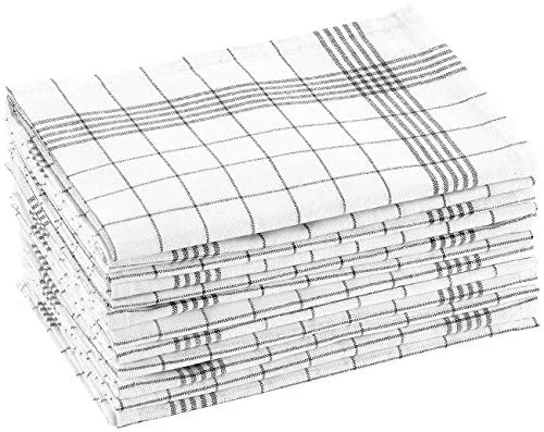 Rosenstein & Söhne Küchentücher: Baumwoll-Geschirrtücher, 12er-Set, je 50 x 70 cm, grau-kariert (Baumwolltuch Küche, Tuch für Küche und Haushalt, Grubentücher)