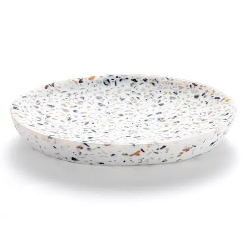 Luxspire Seifenschale, Ovaler Seifenhalter Schwamm Seifenspender Kratzfest Seifenbox Seifendose Elegant Seifenablage Leicht Reinigen Soap Holder Dish für Küche Badezimmer und Dusche, Terrazzo