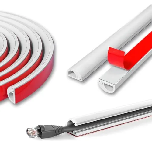 Zephyra Kabelkanal Weiß Selbstklebend – 1 Meter Halbrund für Wand und Decke