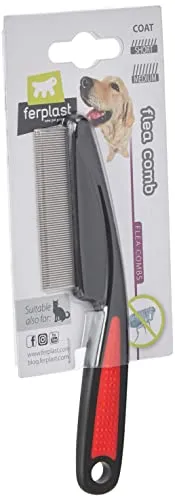 Ferplast GRO 5838 Flohkamm mit Kunststoffgriff – Ideal für kurz-/mittelhaarige Hunde und Katzen – Abgerundete Zähne – Größe 15×1×4 cm
