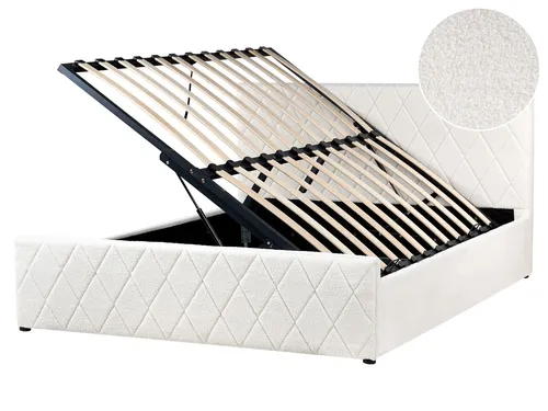 BELIANI Doppelbett Cremeweiß mit Lattenrost 160 x 200 cm – Modernes Bouclé Design
