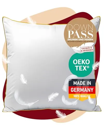 EVAN BROWNS Daunenkissen Made in Germany - 3-Kammer-Daunenkissen - Kopfkissen mit Daunen & Federn - weiches Federkissen - Kissen 80x80
