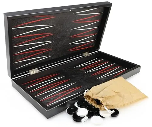 Luxus Board Game Backgammon Tavla XXL Klassik Leder Black