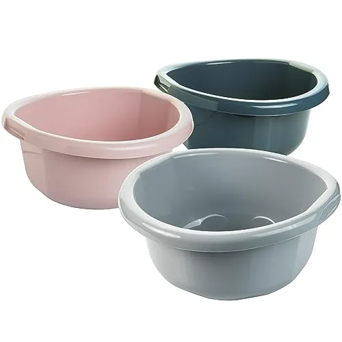 Spülschüssel Schüssel 3er Set - 8l Runde Waschschüsseln aus Stabilem, Lebensmittelechtem Kunststoff, Vielseitige Ruhrschüsseln, Spülwanne, Hochwertig Hergestellt in EU – Einfach zu Reinigen