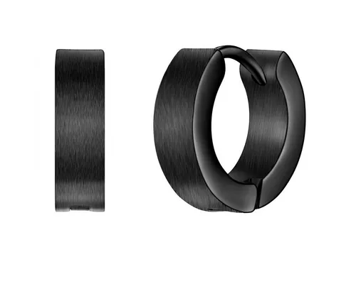 True Rebels Herren Creolen aus Edelstahl schwarz - Ohrringe für Herren, aus hochwertigem schwarz rhodiniertem Edelstahl, kratzfest und wasserabweisend - der perfekte Schmuck für aktive Männer mit lässigem Stil.