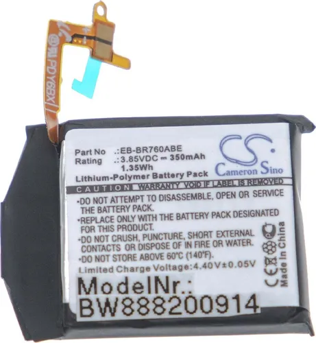 vhbw Akku Ersatz für Samsung EB-BR760ABE, EB-BR760 für Smartwatch Uhr Fitnessarmband (350 mAh, 3,85 V, Li-Polymer)