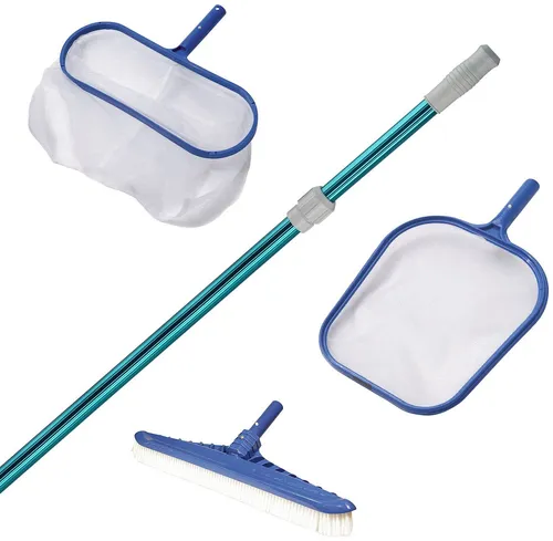 my POOL BWT Reinigungs-Set 4-teilig - Reinigungs-Set für Pools, inklusive Teleskopstange und verschiedenen Kescher für eine gründliche Reinigung und Pflege Ihres Pools.