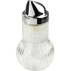 Fackelmann Zuckerstreuer Rubin 46907, 160ml aus Glas - Zuckerdose aus Glas mit verchromter Kappe, ideal für eine präzise Dosierung von Zucker. Made in Germany, perfekt für jeden Tisch!