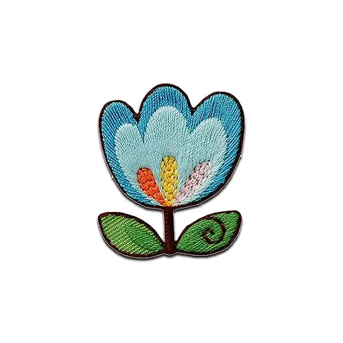Mono-Quick Tulpe blau - Aufnäher, Bügelbild, Aufbügler, Applikationen, Patches, Flicken, zum aufbügeln, Größe: 3,1 x 3,1 cm