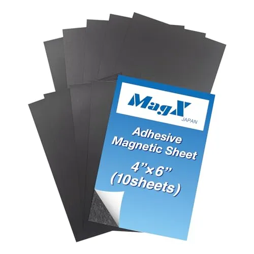 MagX Klebende Magnetfolien 10 cm × 15 cm (10 Blätter), Flexible Magnetfolie, Selbstklebende Magnetfolie, Abziehen und Aufkleben, Fotomagnete, Schreibwaren, Bürobedarf
