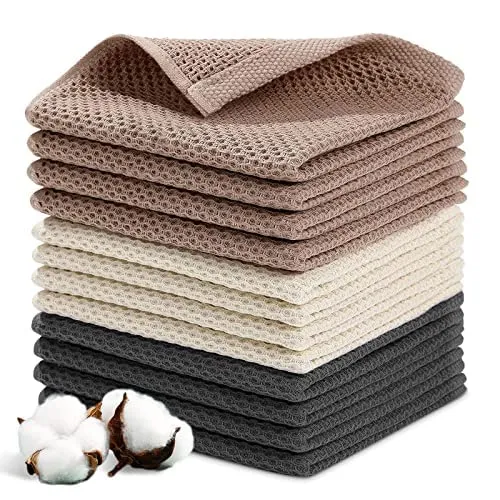 YUTUY Geschirrtücher 100% Baumwolle,Küchentücher 12er Set 34x34cm,Handtuch Set Weiche Geschirrhandtücher Küchenhandtücher Saugfähig Dicke Premium Geschirrtuch Spüllappen Putzlappen