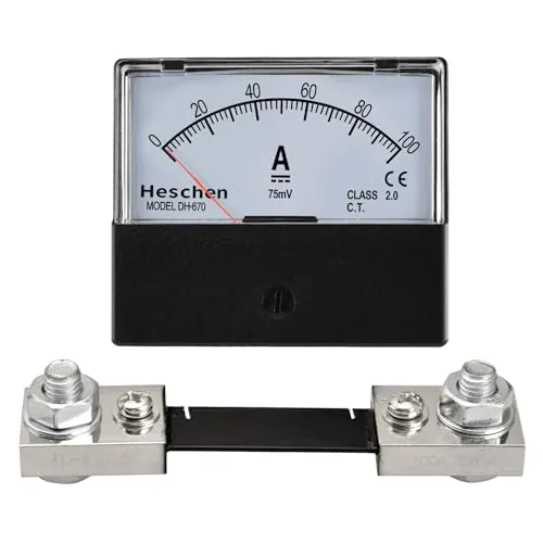 Heschen Rechteckiger Strommesser, Amperemeter, Tester DH-670 DC 0–100 A, 75 mV, Klasse 2.0 mit Shunt