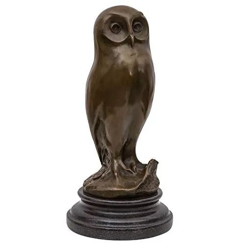 Aubaho Dekoobjekt Bronzeskulptur Eule Uhu Vogel 25cm - Deko-Objekte: Hochwertige, handgefertigte Bronzeskulptur im antiken Stil, ideal für stilvolle Wohnräume.
