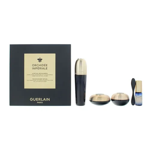 Guerlain Orchidée Impériale Complete Care Set 30ml + 15ml + 7ml - Anti-Aging-Creme Set für Damen, enthält feuchtigkeitsspendende Lotion, straffende Creme und regenerierende Augencreme – ideal für eine umfassende Pflegeroutine.