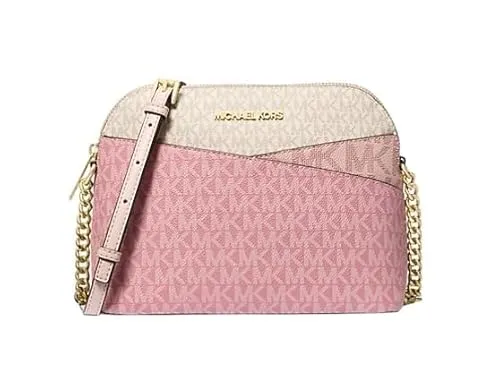 Michael Kors Damen Jet Set Travel Medium Kuppel-Umhängetasche aus Leder (Puder-Blush-Multi), Puder-Blush-Multi