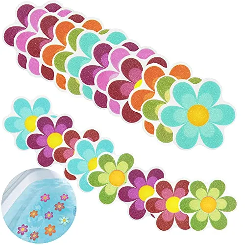 FIGFYOU 20 Stück Badewanne Anti Rutsch Aufkleber Selbstklebend Anti Rutsch Sticker Dusche PEVA Rutschschutz Sticker Pads in Blumen Formen Badewannen Sticker für Badezimmer Dusche Wanne
