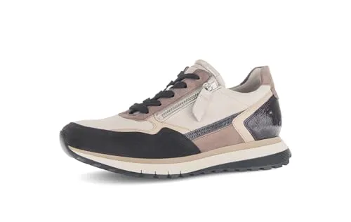 Gabor Damen Low-Top Sneaker, Frauen Sneaker,Derby,Silber,rosa,grau,beige,Lack,braun,klassisch,f,Komfort-Mehrweite,Oak/Brown Kombi,39 EU / 6 UK