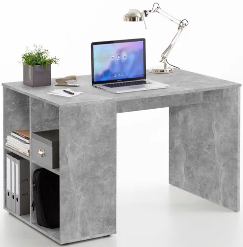 FMD-Möbel Schreibtisch Gent 366-001 - Computermöbel in Beton-Optik, mit praktischem Regalfach und robusten melaminharzbeschichteten Spanplatten – ideal für ein modernes Home Office.