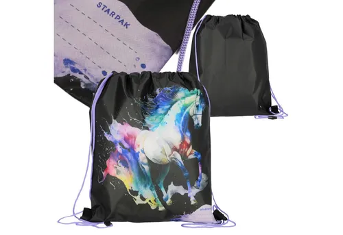 Sarcia.eu Turnbeutel Pferd Turnbeutel schwarz 32x38 cm für Mädchen, Sport, Schule