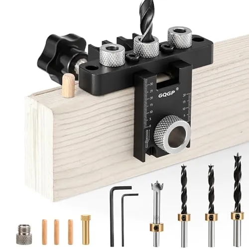 8/10/15mm Bohrschablone 3-in-1 - Pocket Hole Jig Kit - Bohrersets für präzise Holzdübelverbindungen, aus hochwertiger Aluminiumlegierung mit lasergravierten Skalen für einfache Handhabung und hohe Genauigkeit.