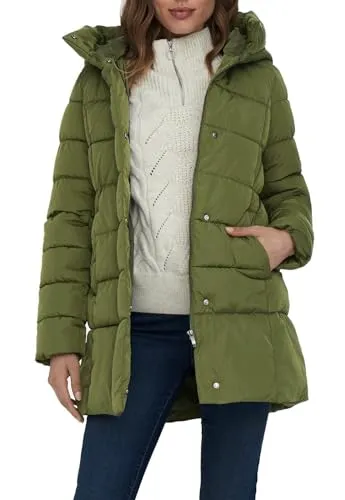 ONLY Steppjacke in Grün - M - Funktionsjacken, wärmeisolierend mit abnehmbarer Kapuze und lockerem Schnitt für optimalen Tragekomfort.