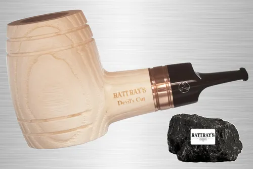 Rattray's Pfeife Devil's Cut G Natural, Esche, gewachst - Nicht beraucht / neu, bietet extra viel Holz und Volumen für ein intensives Raucherlebnis, inklusive Beutel, Box und Papieren - Full Set
