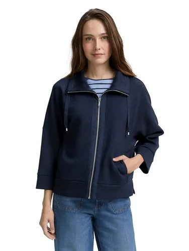 TOM TAILOR Damen Sweatjacke 1047715 in Sky Captain Blue, XS - Funktionsjacke aus knitterarmem Scuba-Stoff mit elastischem Elasthananteil für optimale Bewegungsfreiheit und angenehmen Tragekomfort. Ideal für aktive Frauen!