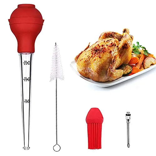 CENRONG Truthahn-Bratenspritze，Fleischspritze Fleischmarinade injektor nadeln Lebensmittelspritze mit Silikonkolben und Injektor Nadeln und Bürste，für BBQ