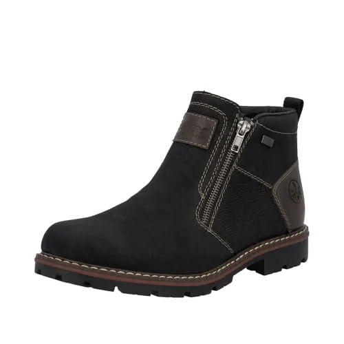 RIEKER Winterstiefelette Herren, Gr. 44, schwarz-kastanie - Wanderschuhe mit TEX-Ausstattung, wasserabweisend und warm gefüttert – ideal für kalte Wintertage.