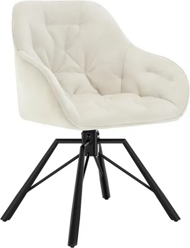 WOLTU Esszimmerstuhl mit Drehfunktion, Samtbezug in Creme - Esszimmerstuhl mit ergonomischem Design, 360° drehbar und robusten Metallbeinen für hohen Komfort und Stabilität.