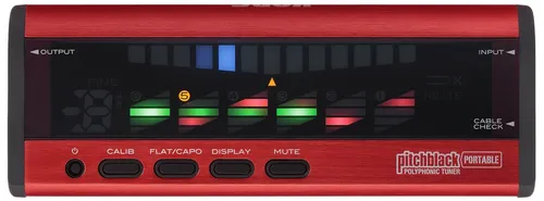KORG Pitchblack Portable - Polyphones Stimmgerät für Gitarre und Bass, Rot - Stimmgeräte mit großem LED-Display für klare Ablesbarkeit. Ideal für präzise polyphone Stimmung und Kabeltests, perfekt für Musiker auf Tour.